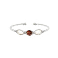 February Birthstone Crystal Silver Bracelet. Purple Crystal, Fresh Water Pearls, and Non tarnish Silver color wire. Wire Wrapped Bracelet.