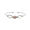 June Birthstone Crystal Silver Bracelet. Light Purple Crystal, Fresh Water Pearls, and Non tarnish Silver color wire. Wire Wrapped Bracelet.