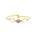 June Birthstone Crystal Gold Bracelet. Light Purple Crystal, Fresh Water Pearls  and Non tarnish Gold color wire. Wire Wrapped Bracelet.