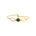May Birthstone Crystal Gold Bracelet. Green Crystal, Fresh Water Pearls  and Non tarnish Gold color wire. Wire Wrapped Bracelet.
