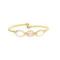 October Birthstone Crystal Gold Bracelet. Light Pink Crystal, Fresh Water Pearls  and Non tarnish Gold color wire. Wire Wrapped Bracelet.