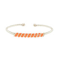 Siegen Bracelet is one size fits all. Silver and orange bracelet. Handmade with Non-tarnish silver wire and Czech seed beads crystals. Wire-wrapped beaded bracelet.