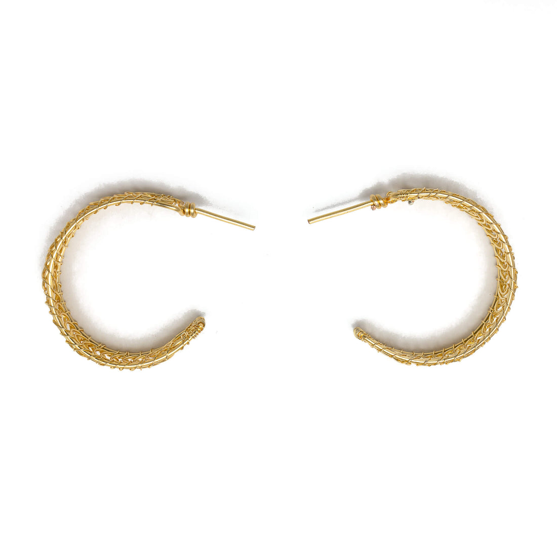Prato Hoop Earrings are 1.25 inches long. Gold earrings. Handmade with gold-plated wire. Round Hoops. Simple Wire Wrapped Earrings.