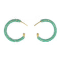 Florence gold Hoop Earrings are 1.5 inches long, Gold and Aqua Earrings. Wire Wrapped Earrings. Lightweight and comfortable earrings. Handmade for women. Open hoop earrings.