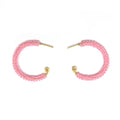 Florence gold Hoop Earrings are 1.5 inches long, Gold and Pink Earrings. Wire Wrapped Earrings. Lightweight and comfortable earrings. Handmade for women. Open hoop earrings.