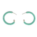 Florence Silver Hoop Earrings are 1.5 inches long, Silver and Aqua Earrings. Wire Wrapped Earrings. Lightweight and comfortable earrings. Handmade for women. Open hoop earrings