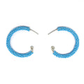Florence Silver Hoop Earrings are 1.5 inches long, Silver and Blue Earrings. Wire Wrapped Earrings. Lightweight and comfortable earrings. Handmade for women. Open hoop earrings