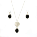 Sunshine Silver Pendant Necklace  Black Crystals and Silver Necklace. 9.25 Sterling Silver Chain.