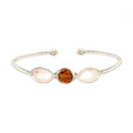 November Birthstone Crystal Silver Bracelet. Brown Crystals, Fresh Water Pearls  and Non tarnish Silver color wire. Wire Wrapped Bracelet.