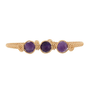 Amethyst Three-Stone Cuff Bracelet | Gold | February Birthstone