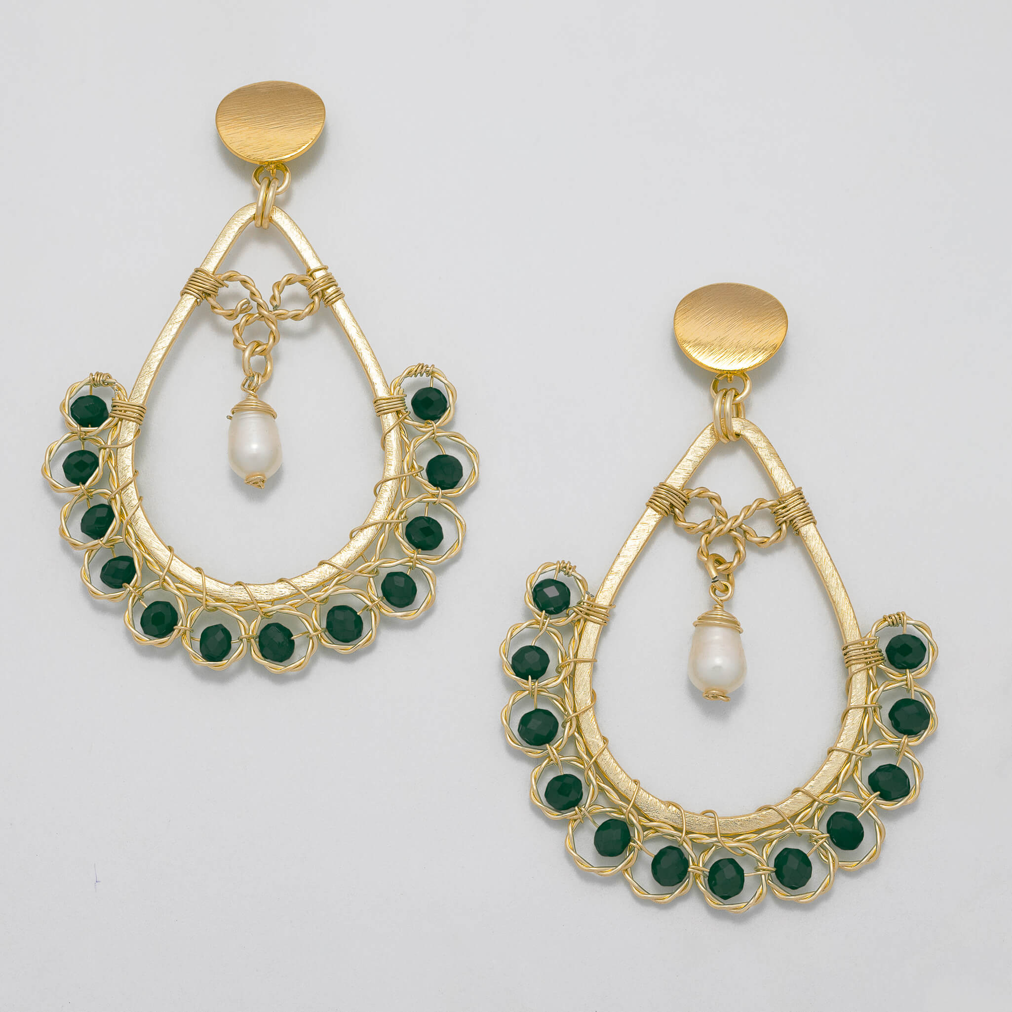 Buy Myjewel Brass Golden and Dark Green Pearls Drop Dome Shape Jhumka  Earrings Online at Best Prices in India - JioMart.