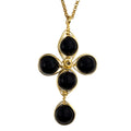  Black Onyx cross necklace in gold wire with 14K gold-filled chain. The Self Confidence Cross.