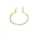 Aurich Bracelet. Gold Color  Bracelet with Multicolor beads crystals. Wire wrapped bracelet.  (Flat)