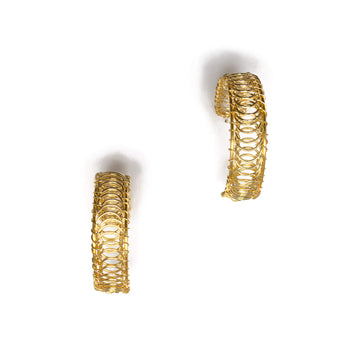 Prato Hoop Earrings are 1.25 inches long. Gold earrings. Handmade with gold-plated wire. Round Hoops. Simple Wire Wrapped Earrings.