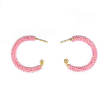Florence gold Hoop Earrings are 1.5 inches long, Gold and Pink Earrings. Wire Wrapped Earrings. Lightweight and comfortable earrings. Handmade for women. Open hoop earrings.