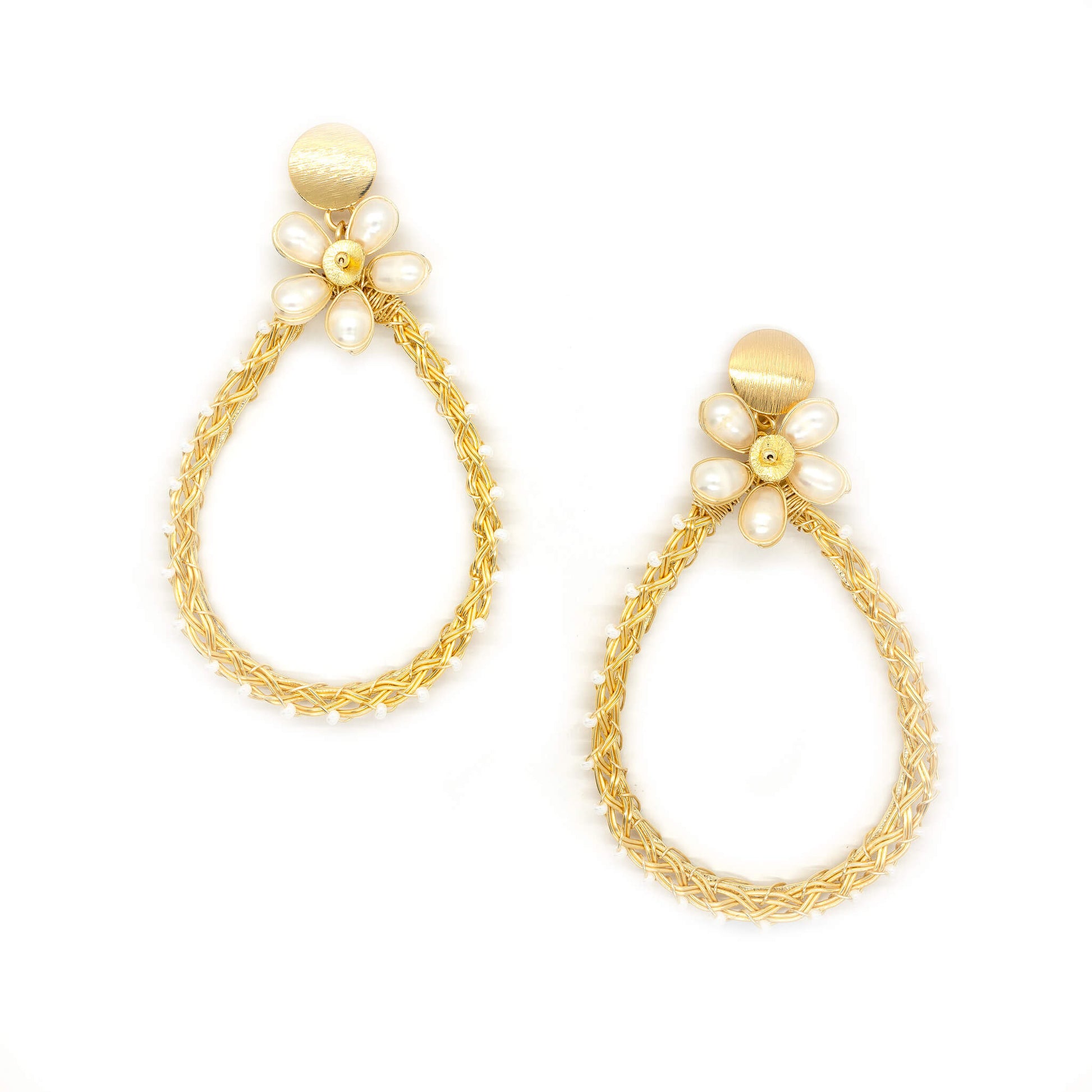 Pearl Flower Earrings. The Darlene Earrings. Gold plated Earrings.