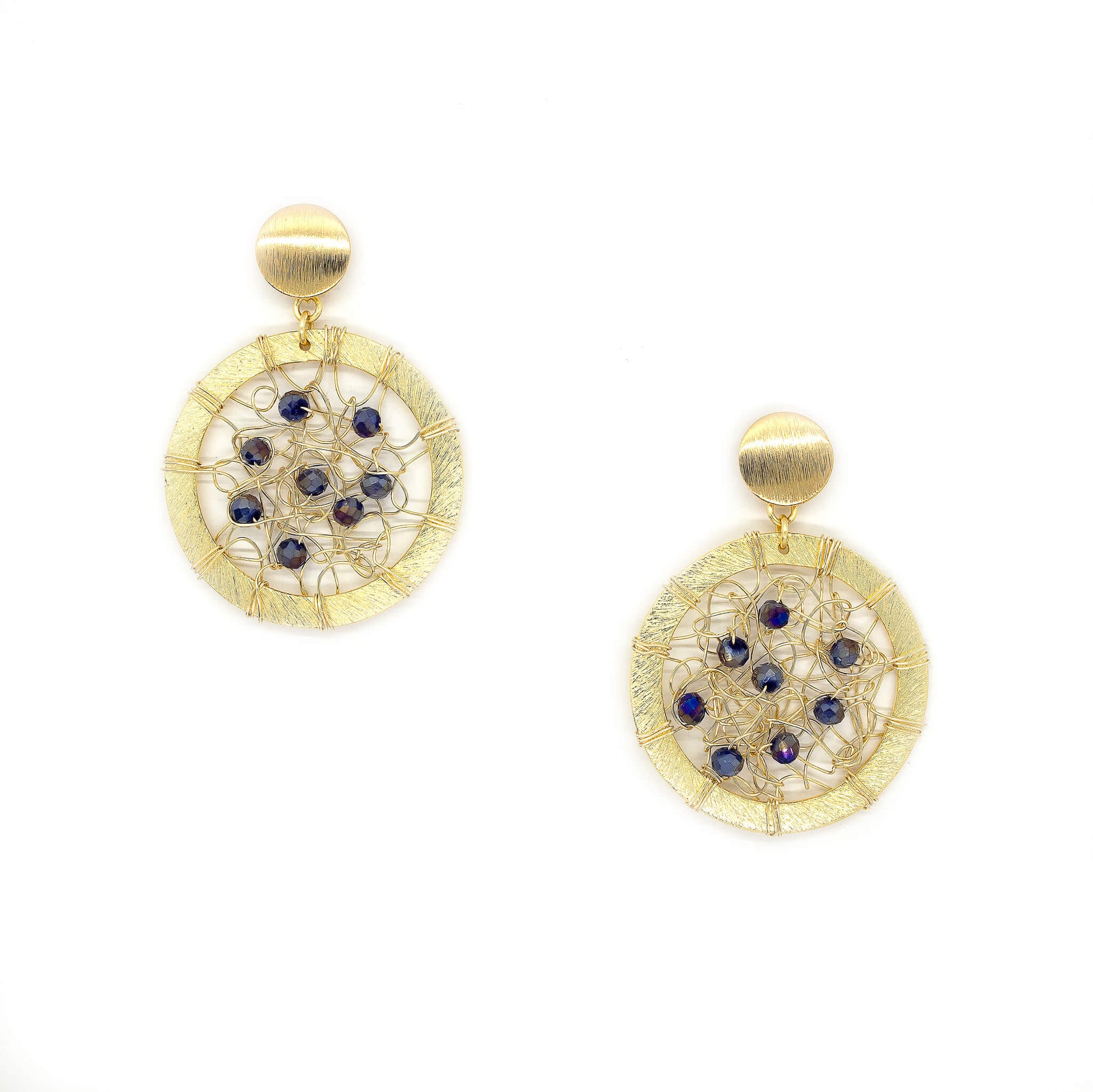 Round Gold Earrings Studs The Janya Earrings. Round Dangle Earrings.