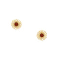 Dark orange and gold  glass bead earrings. Circular stud earrings. The Cergy.